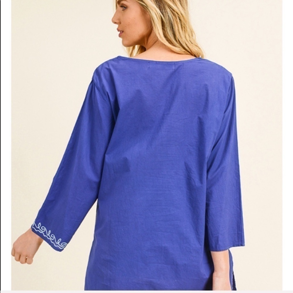 Montrez colbalt blue V-neck beach boho dress - Picture 6 of 8